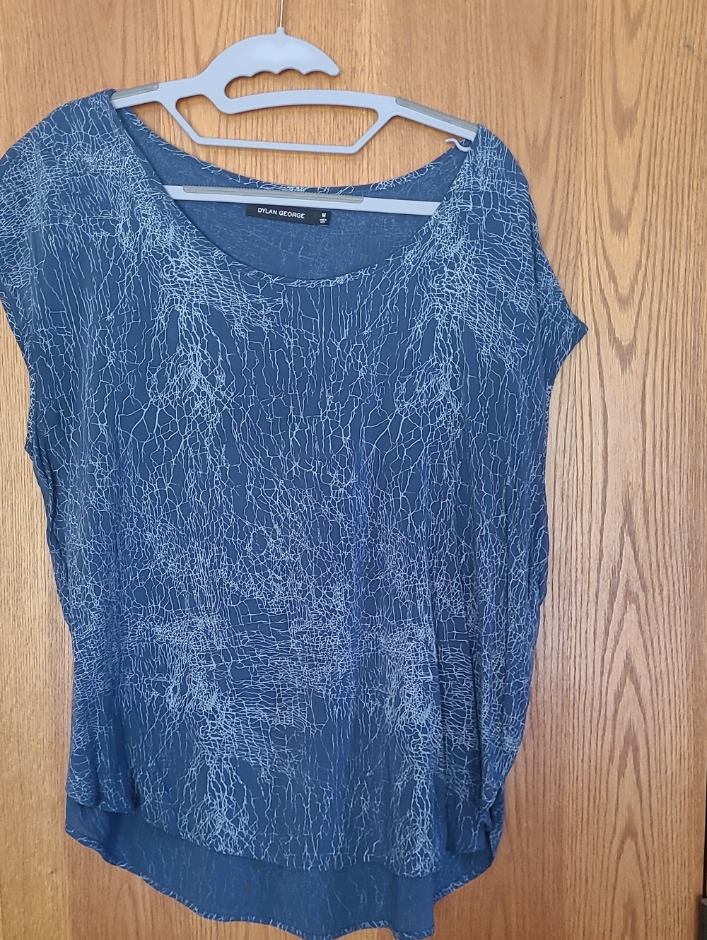 Dylan George Blue Short Sleeve Scoop Neck Blouse